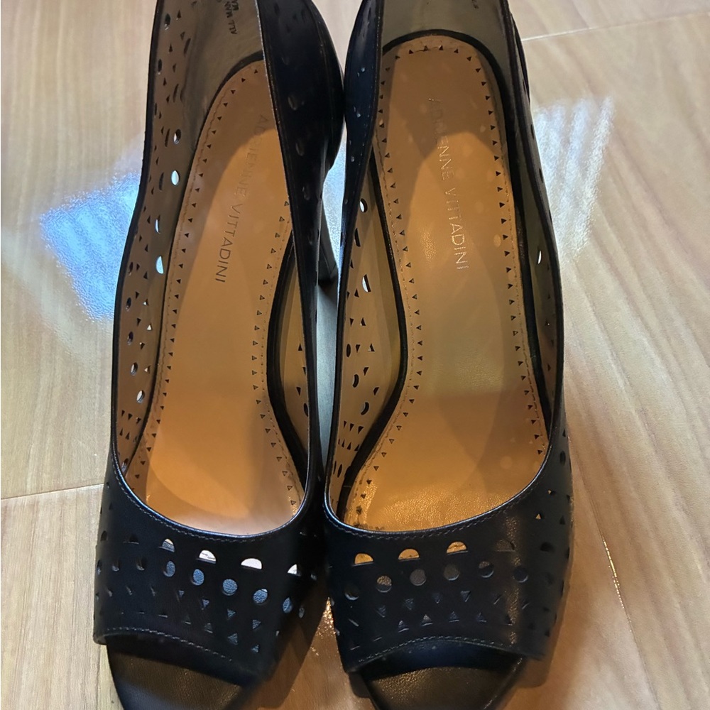 Adrienne Vittadini Black Peep Toe Heels